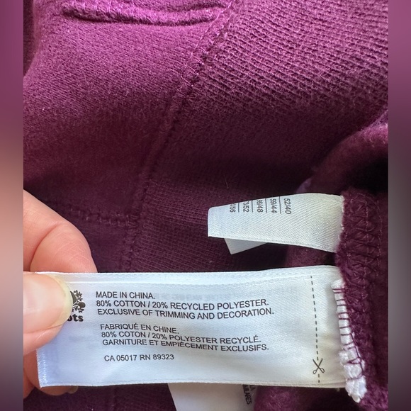 Roots Baby dark purple logo fleece full zip hoodie Size 6-12 Months - Picture 4 of 5